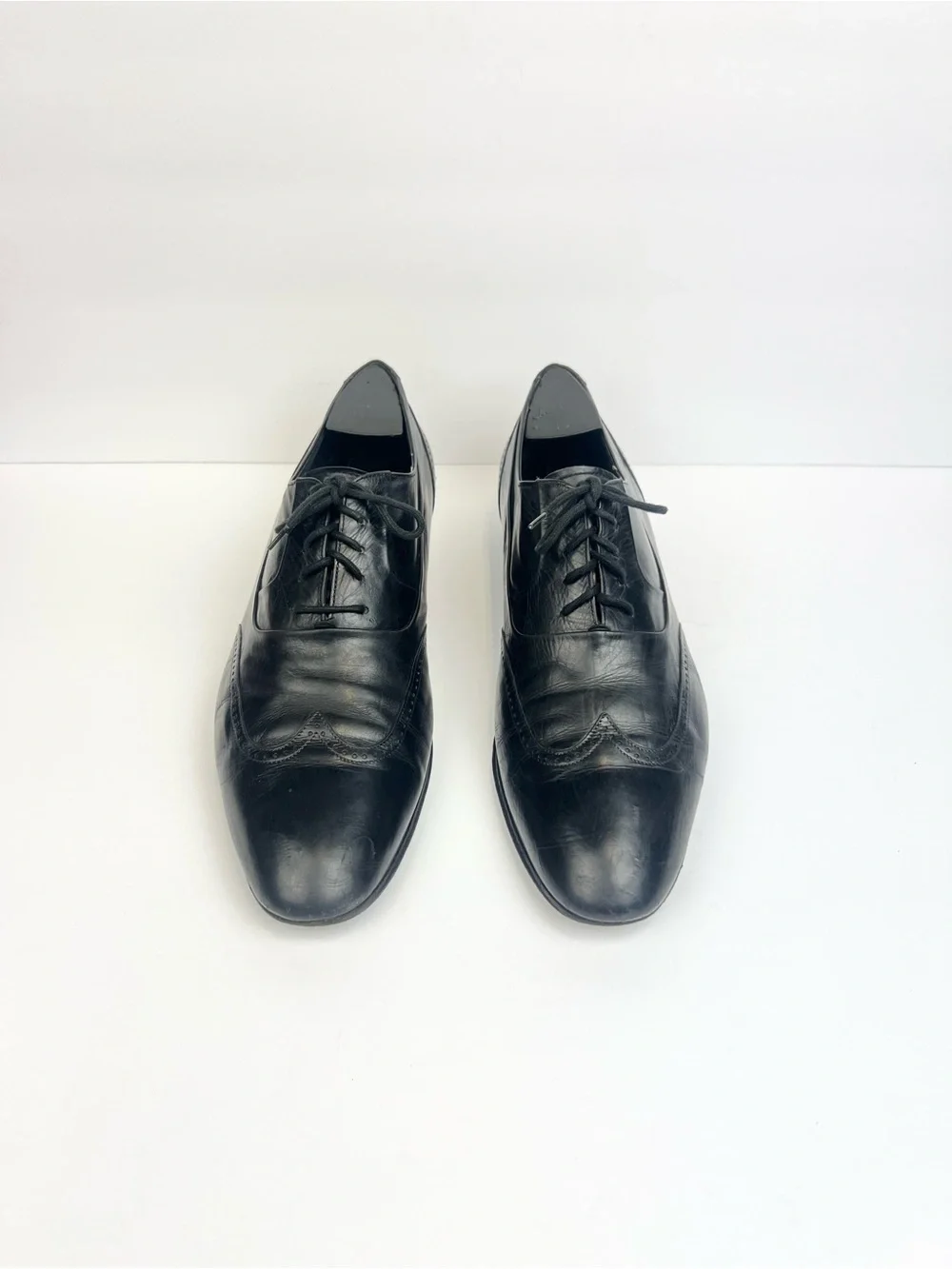 Vintage 80s Bruno Magli Italy Black Luxury Leather Lace Up Shoes Oxfords  10.5 N